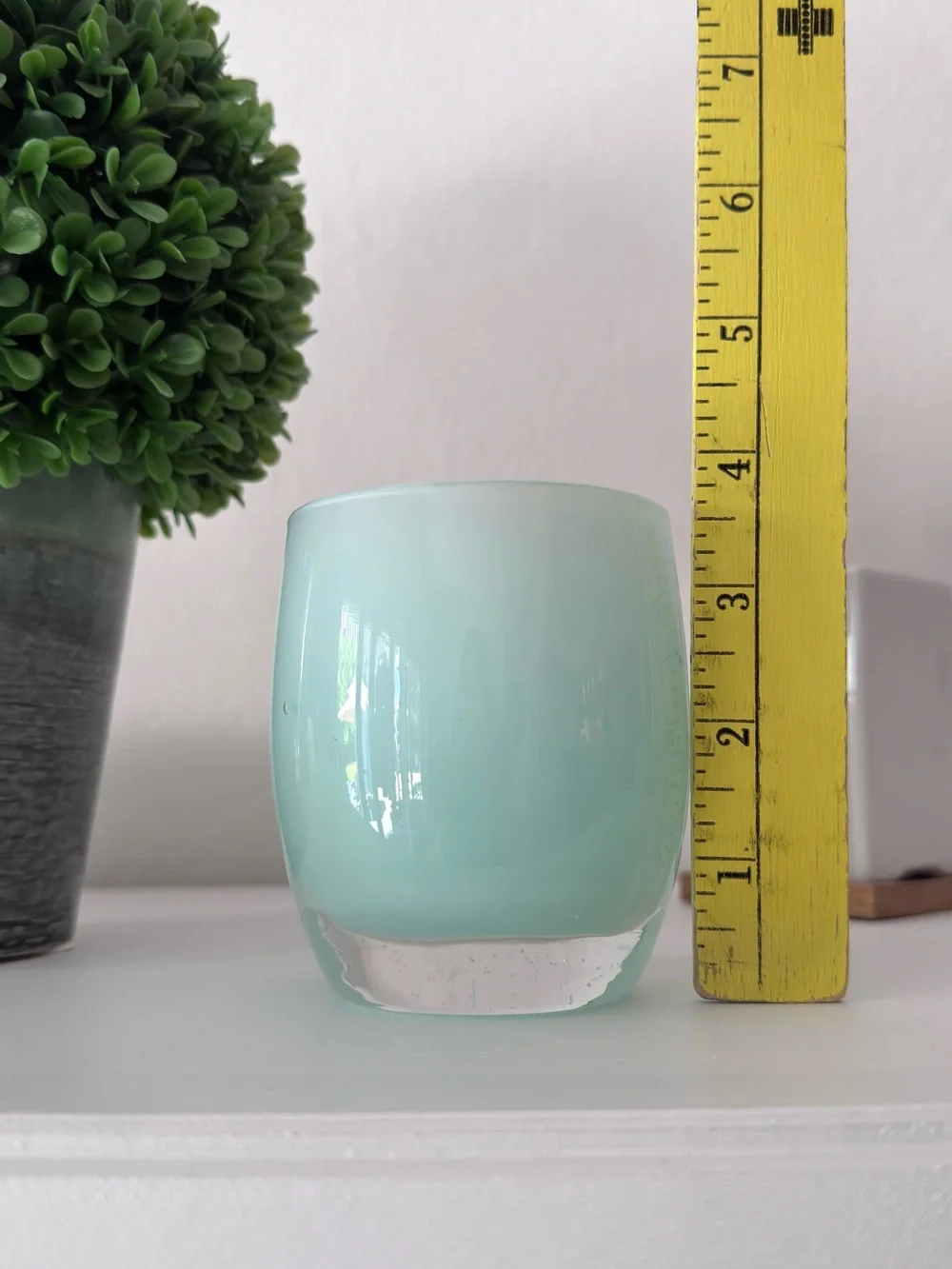 Glassy Baby Handcrafted Glass Candle Holder Thank you Mint Green
